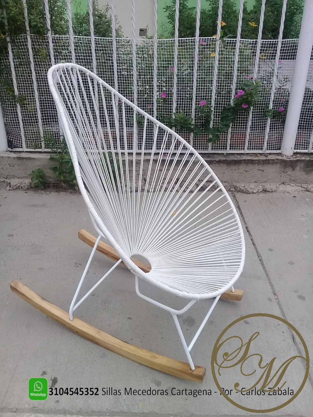 silla mecedora Acapulco Blanca gif